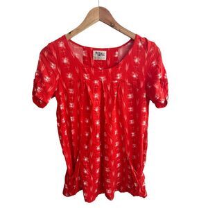 Anthropologie Holding Horses Orange Tunic Top XS Short‎ Sleeve (Flaw)